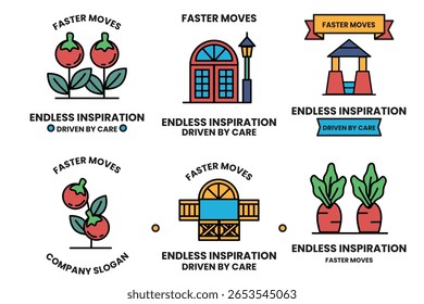 La Imagen es una colección de seis íconos diferentes, cada uno con un concepto y sentimiento diferentes. Los iconos incluyen una casa, una zanahoria, un tomate, una casa con una ventana, una casa con una puerta