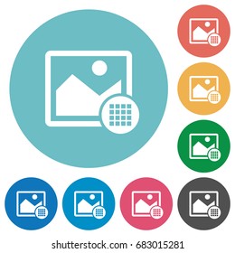 Image color palette flat white icons on round color backgrounds