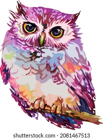 
Image of colored birds, owls.Vector