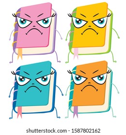 image of a colored book with a funny face isolated on white background, cartoon book icon
