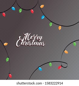 Image with colored bulbs for celebrations. Editable vector.