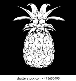 Image colored fruits pineapple. Vector illustration.