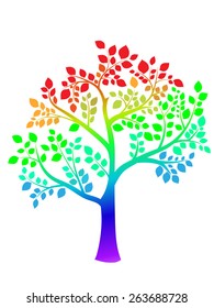  Image colored tree on a white background. sheet too colorful