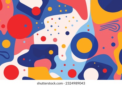 image of colorful and abstract shapes, in the style of flat illustrations, precisionist, bold patterns and typography, animated shapes, primary colors, dotted, fragmented icons