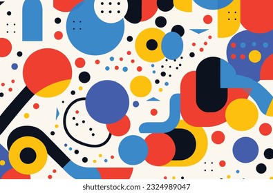 image of colorful and abstract shapes, in the style of flat illustrations, precisionist, bold patterns and typography, animated shapes, primary colors, dotted, fragmented icons