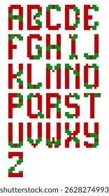 The image is a colorful alphabet A-Z made up of red, green. christmas style. design for all business