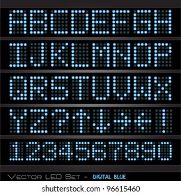 Image Of A Colorful, Blue Digital Scoreboard With Alphabet And Numbers.