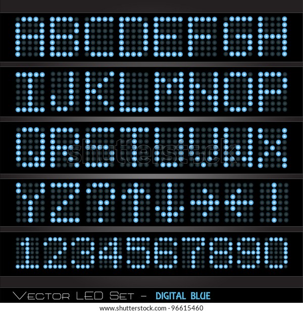 アルファベットと数字を持つ カラフルで青いデジタルスコアボードの画像 のベクター画像素材 ロイヤリティフリー