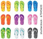 Image of colorful flip flops isolated on a white background.