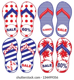 Image of colorful flip flops isolated on a white background
