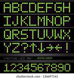 Image of a colorful green digital font set.