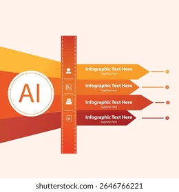 The image is a colorful infographic template with four horizontal arrow-shaped banners arranged vertically on a light beige background.