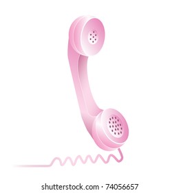 Image of a colorful pink phone isolated on a white background.