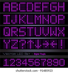 Image of a colorful, purple digital font set.