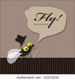 Image comics fly, which greets his hat off / Fly vector illustration