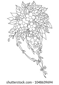 Image composition of daisies and leaves in lines. Vector