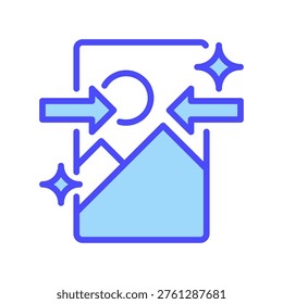 Image Compression Outline Icon Vector Linear File Shrink Symbol for Web Optimization Isolated on White Background