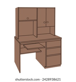 Imagen del escritorio de la computadora con el gabinete, vector aislado