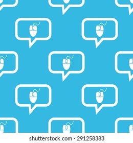 Image of computer mouse in chat bubble, repeated on blue background