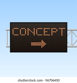 Image of a Concept electronic highway sign against a blue sky background.