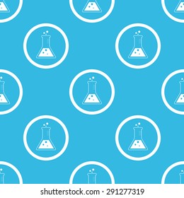 Image of conical flask in circle, repeated on blue background