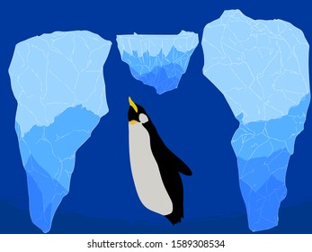The image of the consciousness and subconsciousness of the iceberg with penguin