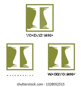 image consisting of a baluster in the form of a symbol or logo and the words "woodworking"