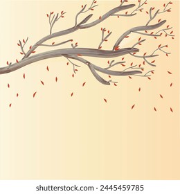 The image consists of a drawing of a tree from which red leaves fall