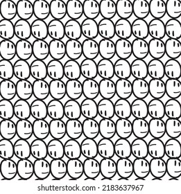 The image consists of many identical faces. Some of the character rows are upside down.