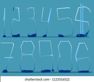 The image consists of many objects. Among them there are numbers.