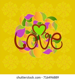 The image consists of patterns in the form of petals and the word "love".