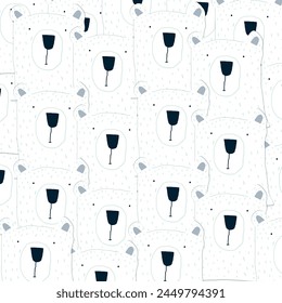 The image consists of a print with the face of a polar bear that repeats
