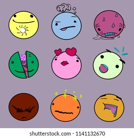 The image consists of several characters with different emotions.