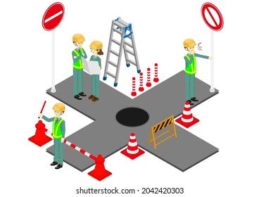 Image Of A Construction Site, Isometric Illustration