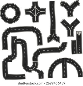 The image contains 15 different road junction and intersection designs, including a roundabout.