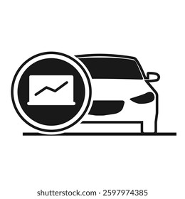 The image contains a collection of black and white car service and maintenance icons. These icons represent various automotive-related concepts