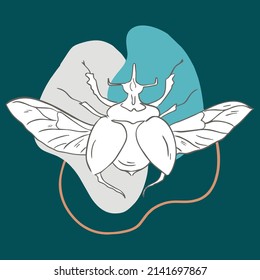 image contour beetle with wings. Vector illustration