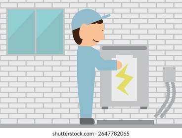 Image of a contractor installing a home battery