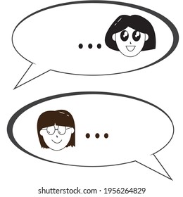 image of a conversation icon with an animated head in it