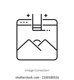 Icono de corrección de imagen. Diseño de icono de estilo de esquema aislado en fondo blanco