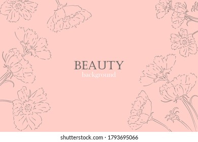 Image of cosmos bipinnatus on a powdery background. Can be used for banners, covers, invitations, business cards, etc. fashionable universal artistic background template in vector