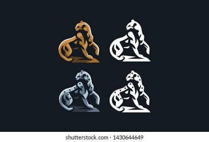 The image of a cougar or panther or leopard in a minimalist style.  Vector illustration