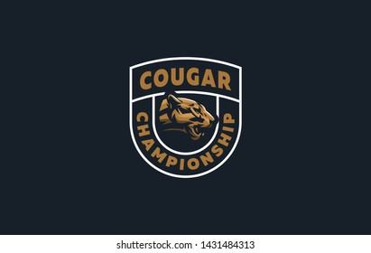 The image of a cougar or panther in a minimalist style. Vector illustration