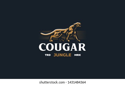 The image of a cougar or panther in a minimalist style. Vector illustration