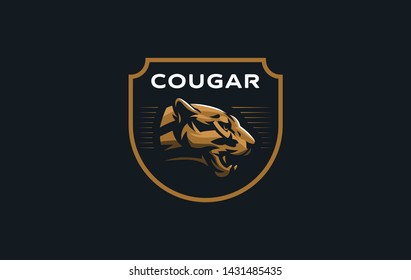 The image of a cougar or panther in a minimalist style. Vector illustration