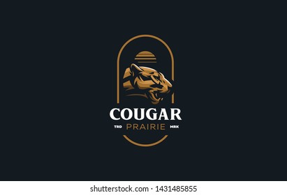 The image of a cougar or panther in a minimalist style. Vector illustration