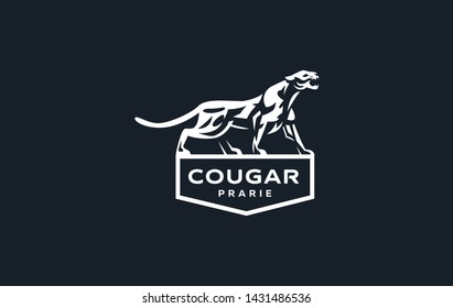 The image of a cougar or panther in a minimalist style. Vector illustration