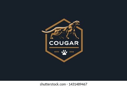The image of a cougar or panther in a minimalist style. Vector illustration