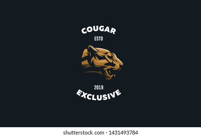 The image of a cougar or panther in a minimalist style. Vector illustration