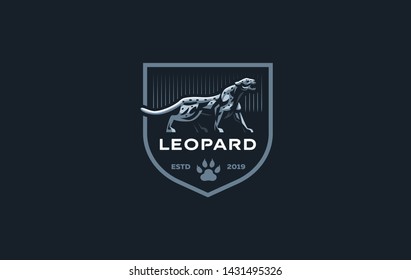 The image of a cougar or panther in a minimalist style. Vector illustration